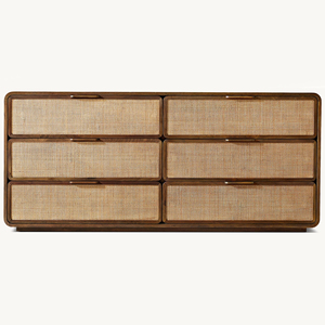 Commode à 6 tiroirs en bois recyclé de style moderne personnalisable pour salon - Product Image 5