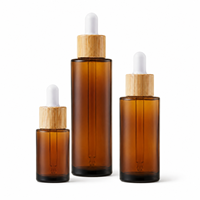 Bouteilles compte-gouttes en verre ambré de 20-100 ml avec pipette en bambou pour huiles végétales, aromathérapie et extraits de plantes – Approvisionnement direct usine