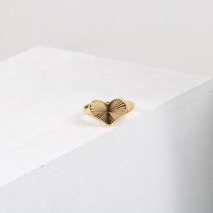 Anillos de Acero Inoxidable Personalizados con Logotipo, 316L, Resistentes al Deslustre, a Prueba de Agua, Chapados en Oro de 14k y 18k, Anillo de Corazón PVD para Mujer, Gran Venta - Product Image 6