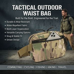 Tactical Waist Pack 600D Oxford Cloth Waterproof Outdoor Sports Running Multifunctional Crossbody Bag Black CP - Product Image 3