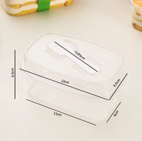 Boîte en plastique transparente jetable de qualité alimentaire, incassable, pour sandwichs, pains, mousses, gâteaux, yaourts, glaces, avec cuillère