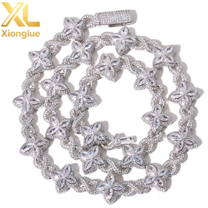 American Hip Hop <b>Clover</b> 8-Character Chain Cuban Chain Men's Necklace Jewelry High Grade Zircon <b>Bracelet</b> - Product Image 1