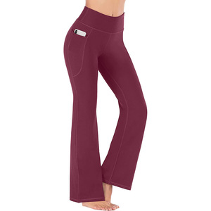 Pantaloni da Yoga a vita alta XXL pantaloni da <span class=keywords><strong>allenamento</strong></span> a vita incrociata Leggings morbidi a gamba larga traspiranti e increspati alla caviglia - Product Image 3