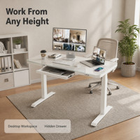 Dernier modèle de bureau de direction et étudiant électrique, ergonomique, moderne, en métal, à hauteur réglable (assise-debout), avec commande