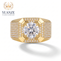 Bague pour homme sur mesure en argent S925 plaqué or 18 carats, style affaires, large, entièrement sertie de moissanite de luxe