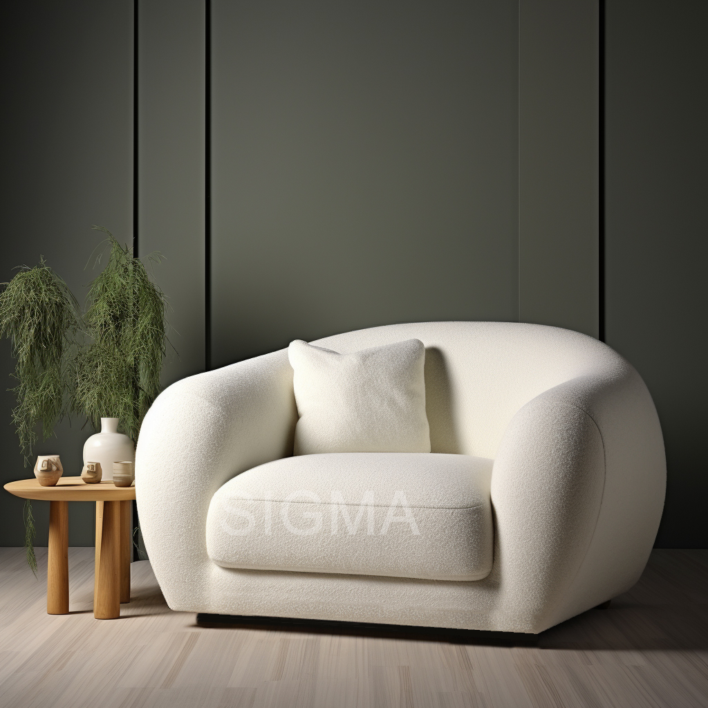 LIVING Nordic bedroom furniture solid wood frame coffee shop hotel wedding cafe dining chair with boucle fabric cushion