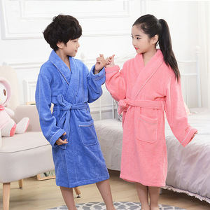 Pure Cotton Hotel <b>Bathrobe</b> Children Parent-Child <b>Towel</b> Material Nightgown Autumn and Winter Thickened Long Lovers Beauty Salon - Product Image 4
