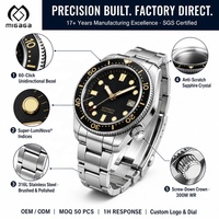 Montre mécanique de plongée rétro 44 mm, montre-bracelet automatique, étanche 300 m, lunette en céramique, affichage de la date lumineux, montre automatique OEM