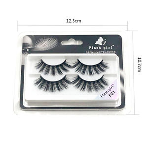 Plateau de 2 paires de faux cils naturels faits à la main multicouche profonde pour la simulation de tige - Product Image 5