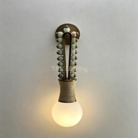 Applique murale vintage en verre avec perles d'onyx et LED pour chambre, villa, hôtel