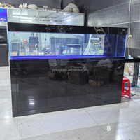 Aquarium sur mesure en verre ultra-clair de grande taille avec meuble noir brillant intégré, éclairage LED et système de filtration de drainage robuste