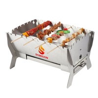 Barbecue pliable en acier inoxydable sans fumée, mini-grill portable à gaz et charbon de bois pour l'extérieur
