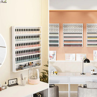 Precio de Fábrica, Organizador de Esmalte de Uñas Profesional de Madera Pulida de 6 Niveles para Montar en la Pared con Separador Acrílico, Superventas