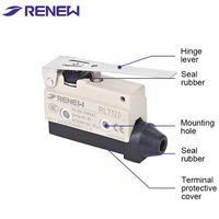 RENEW RL7120 10A SPDT Micro-interrupteur de fin de course industriel robuste, étanche IP64, à levier articulé horizontal, pour manutention de charges lourdes