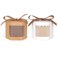 Boîte à fenêtre ouverte en papier kraft avec ruban pour décoration de fête d'anniversaire boîte-cadeau pour la cuisson des desserts emballage de bonbons pour faveur de mariage