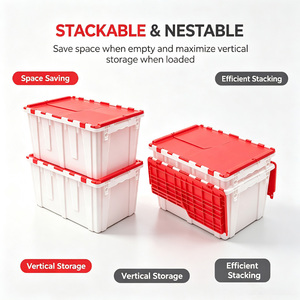 Caja de Plástico Resistente con Tapa Adjunta, Contenedor Apilable para Logística, Almacenamiento y Distribución en Almacenes y Supermercados - Product Image 1