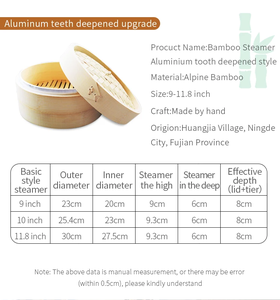 ตะกร้านึ่งอาหารทำจากไม้ไผ่ทรงกลมขนาดเล็กทำจากสเตนเลสสตีลธรรมชาติสำหรับทำอาหาร - Product Image 4