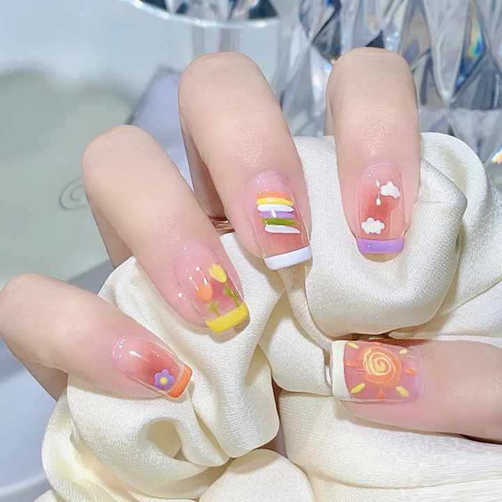 Pastel Gradient Short Nails