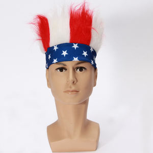 Bandeau poilu patriotique rouge blanc bleu Fans chapeau de perruque pour le 4 juillet accessoires fête de l'indépendance célébrations <span class=keywords><strong>Costume</strong></span> de fête - Product Image 2