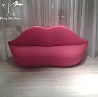 Sofá de Espera para Salón de Belleza en Color Rosa Intenso, Sofá Moderno en Forma de Labios, Sofá para Dormitorio