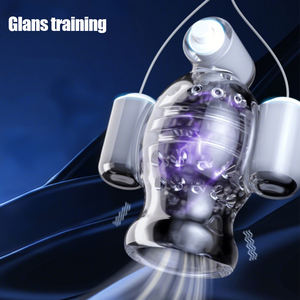 Vente Amazon Vibromasseur Masturbation Gland Trainer Sex <span class=keywords><strong>Ejaculation</strong></span> Delayer 10 moteurs Transparent Gland Vibration Trainer - Product Image 1