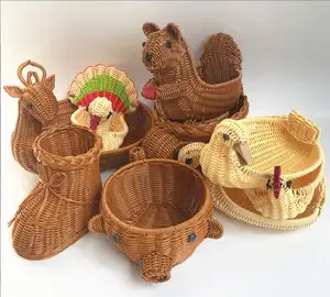 Wicker Basket Household tools Garden Flower Pot Laundry Basket Container Handmade Plastic Storage Baskets