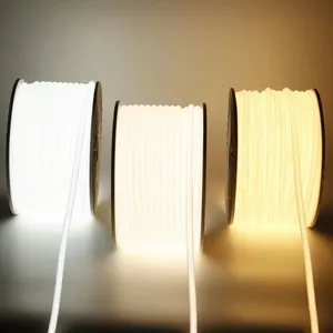 Strip lampu LED COB tahan air 110V 220V, dengan lem PVC dapat disesuaikan biru/biru es/putih/hijau/ungu/emas/merah muda
