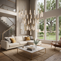 Lustre en cristal K9 en forme de goutte de pluie en acier, suspension de luxe pour villa, salon, escalier, projet sur mesure, qualité contractuelle ETL