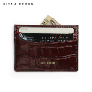 Porte-cartes en cuir italien bordeaux Hiram Beron, étui à cartes tendance, cuir véritable, porte-cartes de luxe, cadeau - Product Image 2