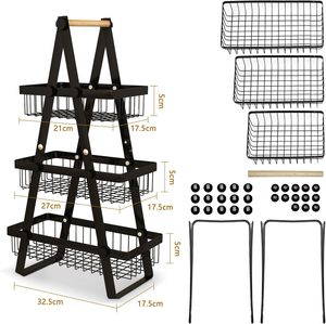 2/3 Tier <b>Kitchen</b> <b>Storage</b> <b>Rack</b> Metal Portable Metal <b>Storage</b> Shelf Detachable Multi-layer Fruit Holder <b>Kitchen</b> Fruit Basket - Product Image 1