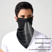 JIEMEIRUI Écharpe d'été triangulaire en soie glacée à mailles fines, protection solaire, pour le visage et le cou, à accrocher aux oreilles, pour hommes, extérieur, tour de tête 48-52cm