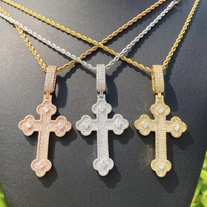 Collier pendentif Hop <span class=keywords><strong>Cloud</strong></span> Cross plaqué or avec zircon incrusté, tendance européenne et américaine - Product Image 2