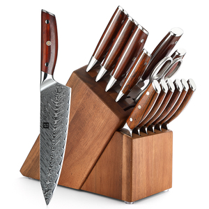 Juego de 15 <span class=keywords><strong>Cuchillos</strong></span> XINZUO de Alta Calidad en Acero de Damasco 10Cr, <span class=keywords><strong>Set</strong></span> de <span class=keywords><strong>Cuchillos</strong></span> de Chef Afilados para Cocina con Afilador, Tijeras y Bloque de Madera - Product Image 1