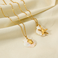 Collier en acier inoxydable plaqué or 18 carats, style estival, pendentif coquillage tortue, collier pendentif coquille blanche DIY