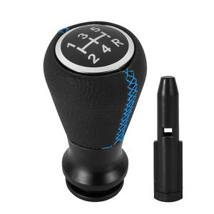 Poignée de levier de vitesse en cuir 5 vitesses Peugeot Citroën, surpiqûres bleues, accessoire intérieur ergonomique - Product Image 1