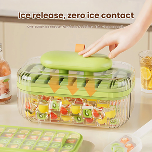 Moule à glaçons à pression, moule à glaçons <span class=keywords><strong>de</strong></span> qualité alimentaire, boîte <span class=keywords><strong>de</strong></span> rangement pour glaçons, libération à une touche, grande capacité, outil <span class=keywords><strong>de</strong></span> congélation domestique avec couvercle - Product Image 1