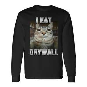 Camiseta de manga larga I Eat Drywall Cat - Product Image 1