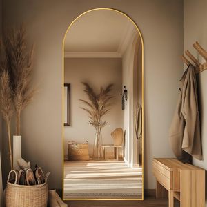 Miroir sur pied moderne personnalisable avec cadre en aluminium cintré pour chambres, salons et dressing - Product Image 2