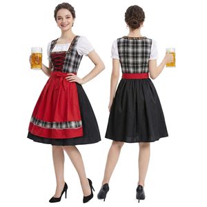 Vestido de Oktoberfest para Mujer, Diseño a Cuadros Rojos y Negros, con Cordones, Disfraz de Fiesta para Adultos - Product Image 1