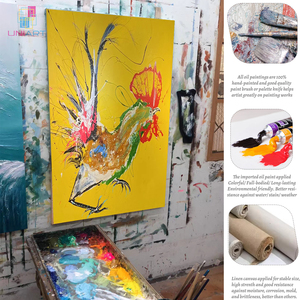 UNIART Style chinois coloré <span class=keywords><strong>coq</strong></span> conception personnalisée 100% peint <span class=keywords><strong>à</strong></span> la main <span class=keywords><strong>peinture</strong></span> <span class=keywords><strong>à</strong></span> <span class=keywords><strong>l</strong></span>'<span class=keywords><strong>huile</strong></span> abstraite sur toile mur Art décor pour galerie - Product Image 2