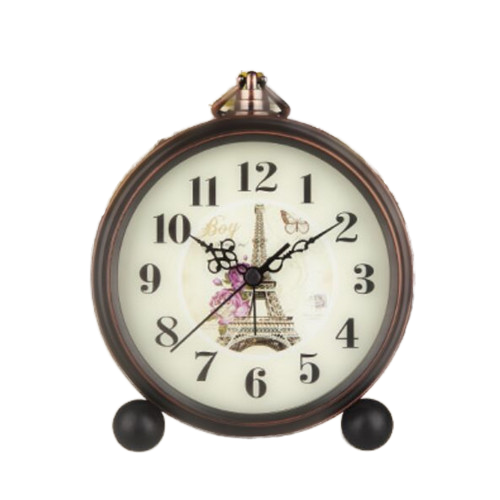 5.5inch Vintage Art Deco Metal Shell Analog Quartz Alarm Clock Super Silent Hangable Wall/Table for Office & Bedroom