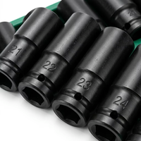 Juego Profesional de 20 Llaves de Impacto Extra Profundas de 78 mm, Acero al Carbono con Acabado Resistente a la Corrosión para Reparaciones Automotrices de Alta Resistencia