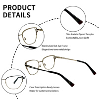Montures de lunettes optiques unisexes pour étudiants, personnalisées, style œil de chat, semi-cerclées en métal, avec verres en PC, légères