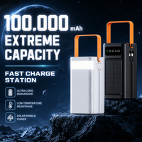 Neue Große Kapazität Powerbank Schnelles Aufladen 100000mAh Solar-Powerbank mit Eingebautem Kabel für Outdoor-Camping Mobilgeräte