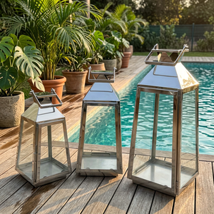 Lanternes de Noël classiques en acier inoxydable, faites à la main, durables, de tailles personnalisées en gros, pour la décoration de la maison et du patio - Product Image 1
