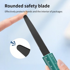 Couteau de livraison express portable DEWO, lame en acier inoxydable, épaisseur de 1 mm, bord dentelé, poignée en ABS, déballage sécurisé du carton - Product Image 3