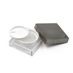 Plástico hecho a medida 10G 20g forma cuadrada <span class=keywords><strong>transparente</strong></span> tarro de polvo suelto compacto con <span class=keywords><strong>malla</strong></span> de tamiz elástico Puff - Product Image 1