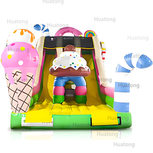 Huatong phim hoạt hình màu hồng Ice Cream chủ đề nảy lâu đài <span class=keywords><strong>Inflatable</strong></span> trượt trượt combo màu hồng kẹo ngọt <span class=keywords><strong>Inflatable</strong></span> trượt cho trẻ em - Product Image 5