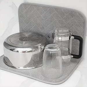 <b>Dish</b> Drying Mat <b>Rack</b> Folding Drain Pad for Kitchen Super Absorbent Foldable <b>Dish</b> Drying Mat with Stackable Shelf for Kitchen - Product Image 3