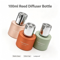 Bouteille diffuseur de parfum cylindrique en verre de 100 ml avec bouchon argenté électroplaqué, vide, pour maison et voiture